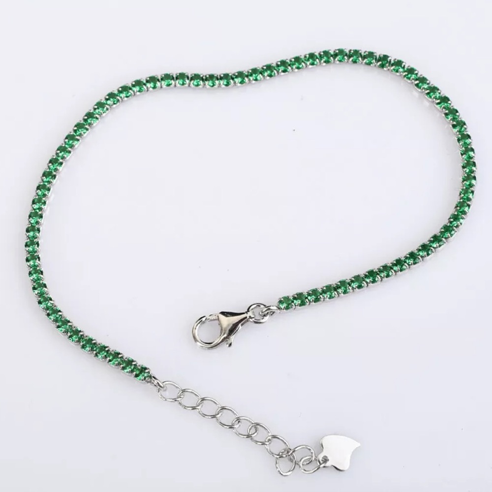 Sultan Solid Sterling Silver Dot Emerald Bracelet